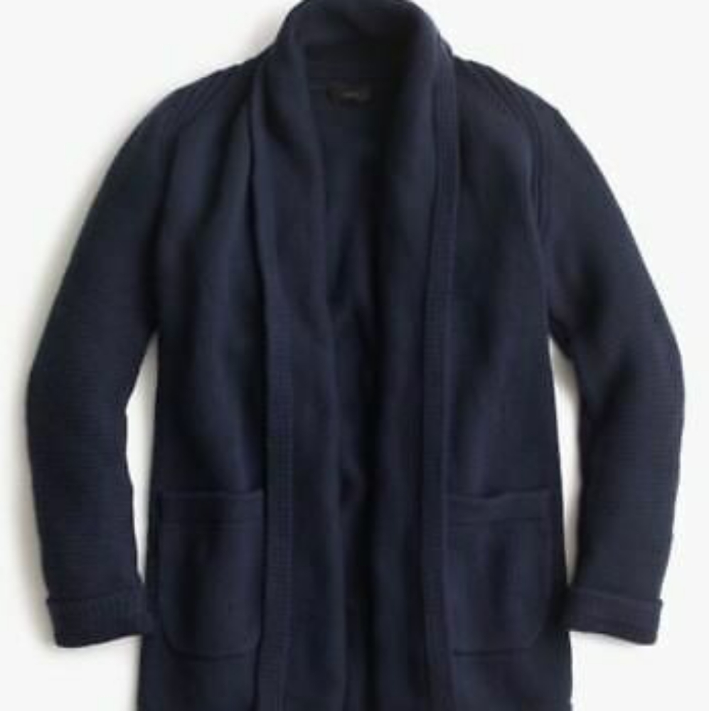 J Crew Long open cardigan x small navy blue